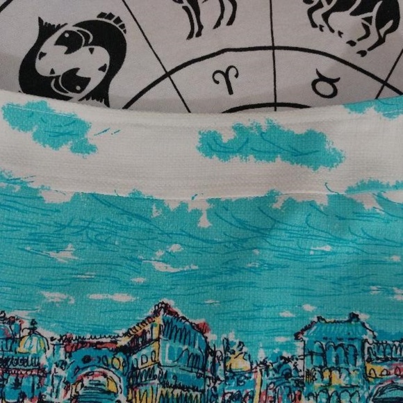 Talbots Blue Cotton A-line Skirt Venice Scene - 4P - Picture 5 of 7